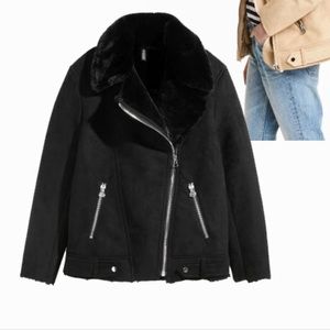 Suede Black fur shearling coat